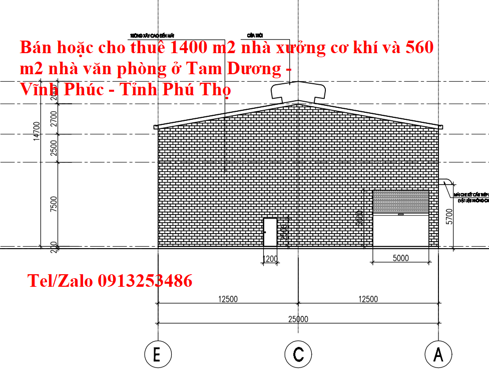 Bán hoặc cho thuê 1400 m2 nhà xưởng và 560 m2 nhà văn phòng ở Tam Dương - Vĩnh Phúc - Tỉnh Phú Thọ