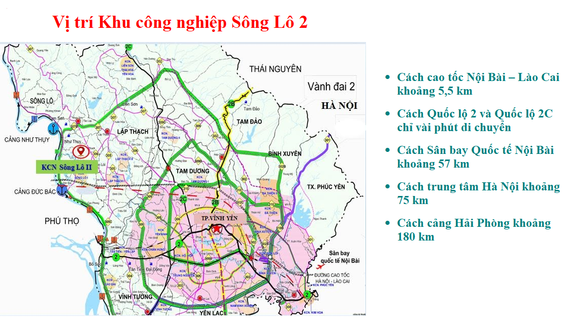 Bản đồ vị trí Khu công nghiệp Sông Lô 2 - Tỉnh Phú Thọ