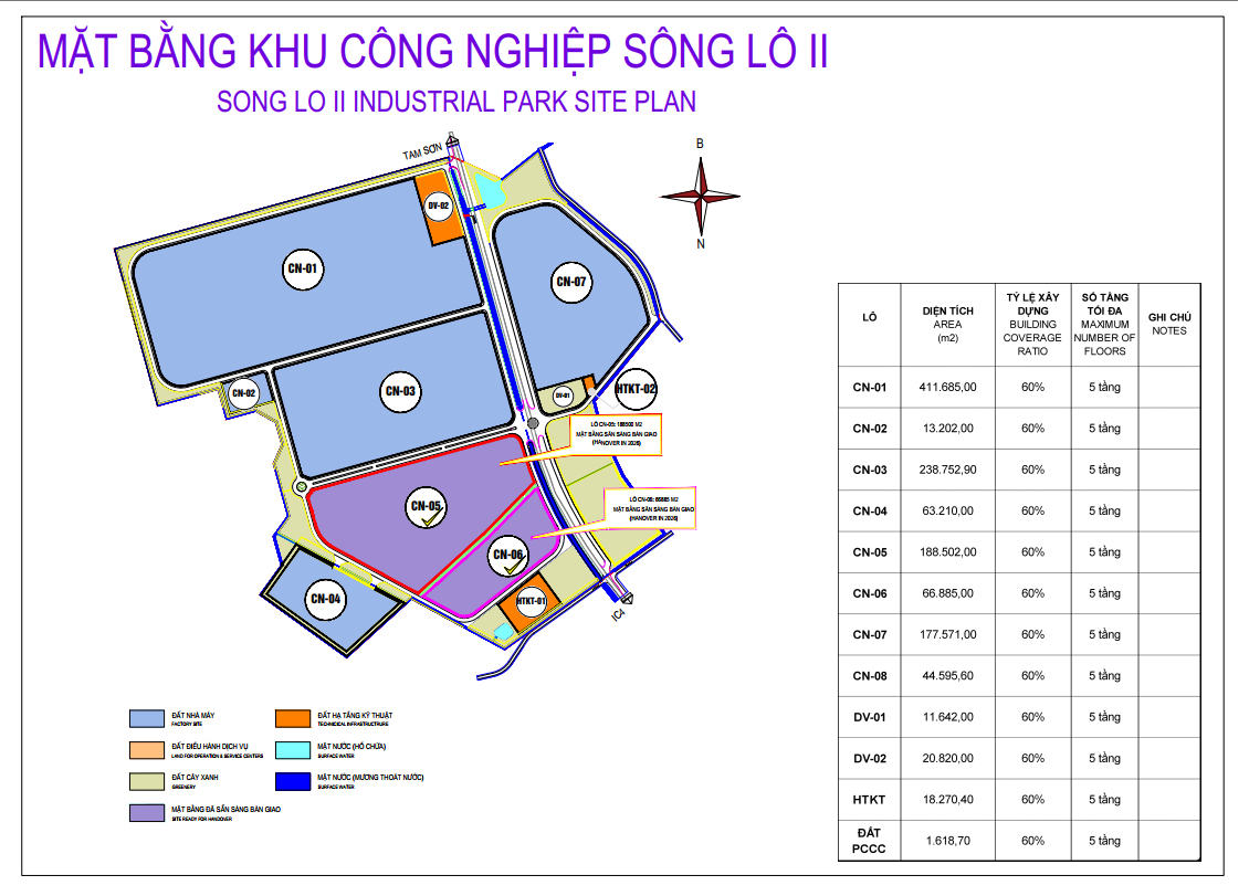 Mặt bằng quy hoạch Khu công nghiệp Sông Lô 2 - Tỉnh Phú Thọ