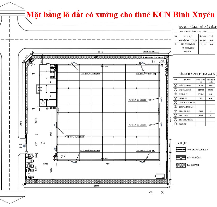 Mặt bằng lô đất có nhà xưởng cho thuê ở khu công nghiệp Bình Xuyên - Tỉnh Phú Thọ