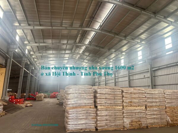 Bán chuyển nhượng 1600 m2 nhà xưởng cùng trạm điện 400 KVA đặt trên lô đất 2479 m2 (đất thương mại dịch vụ) đặt ở Xã Hội Thịnh - Tỉnh Phú Thọ