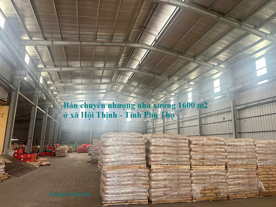 Bán chuyển nhượng 1600 m2 nhà xưởng cùng trạm điện 400 KVA đặt trên lô đất 2479 m2 (đất thương mại dịch vụ) đặt ở Xã Hội Thịnh - Tỉnh Phú Thọ