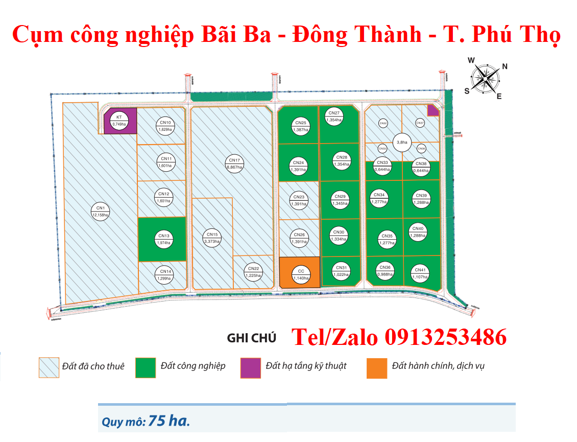 Bán đất CCN Bãi Ba - Đông Thành - Tỉnh Phú Thọ