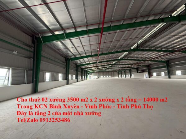 Đây là tầng 2 của 1 nhà xưởng trong số 02 xưởng cần cho thuê ở khu công nghiệp Bình Xuyên - Vĩnh Phúc - Tỉnh Phú Thọ