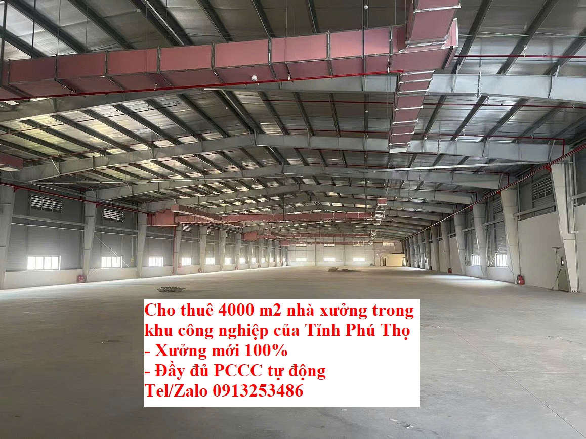 Cho thuê 4000 m2 nhà xưởng trong Khu công nghiệp KCN Cẩm Khê - Tỉnh Phú Thọ có đầy đủ hút khói và hút mùi