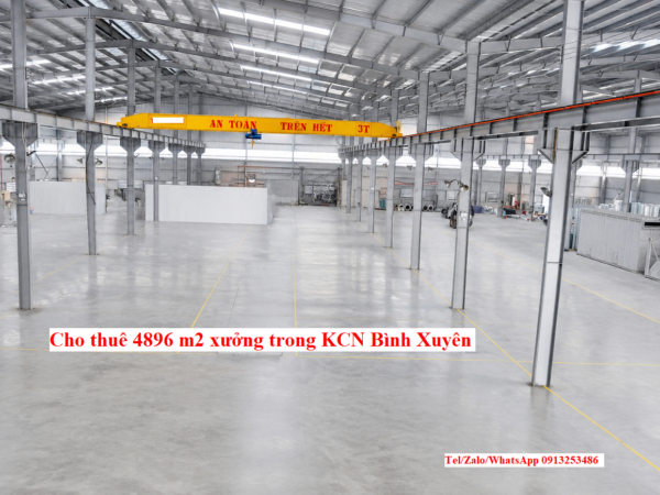 Cho thuê 4896 m2 nhà xưởng cho thuê trong khu công nghiệp KCN Bình Xuyên - Vĩnh Phúc - Tỉnh phú THọ